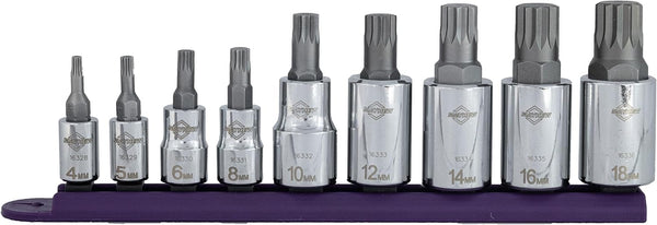 Mayhew Tools 16024 Triple Square Socket Bit Set, Chrome Plated, 9-Piece