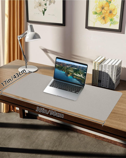 Office/Home(35"x17",Light Leather Desk Pad Protector,Large Mouse pad,Office Desk mat,Laptop Mat for Desk, Non-Slip PU