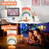 Lonfliness Boho Kids Table Lamp Rainbow Bedside Lamp Bedroom LED Night Light with Linen Wooden Nightstand Cartoon