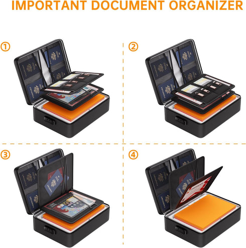 DocSafe 5200°F Document Organizer with Lock, Fireproof & Waterproof Box, 8 Layers for Important Documents