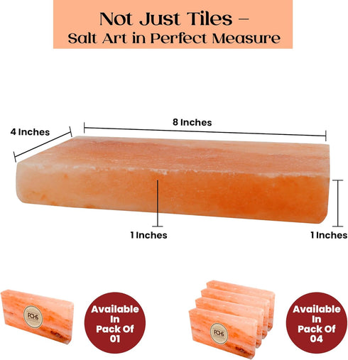 8x4x1 Pack 1 dcor,2.75 lbs POHS Himalayan Pink Salt Tiles of for Home Sauna, Spa and Salt Wall Block for Home
