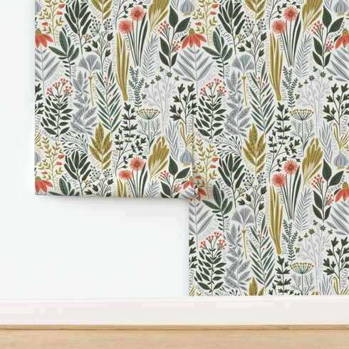 Custom Pre-Pasted Removable Wallpaper Swatch - Garden Vegetables in Green, Red, and Mint