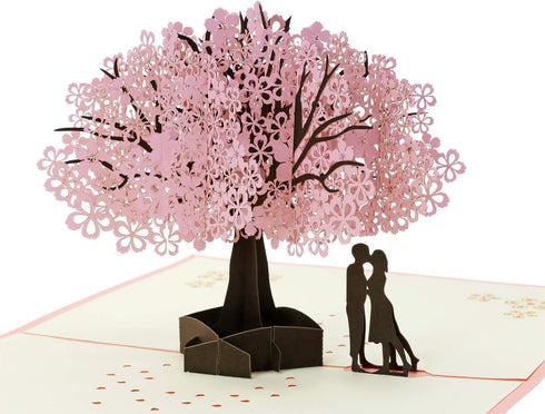 PENTA ANGEL Handmade Cherry Blossom 3D Pop Up Card for Romantic Love Letter, Wedding, Birthday Gift