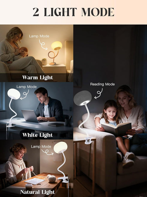 ReinHoo 10 10 Clip on Light, RGB Colors & Warm White Desk Lamp with Clamp, Brightness Reading Light, Night Lamp