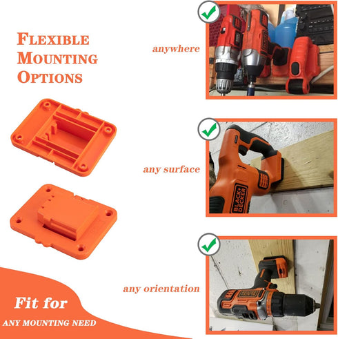 Crivnhar 5 Packs Tools Drill Mount Holder - Fit for Black+Decker 20V Max Li-ion Drill Tools Holder with Screws