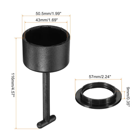 MECCANIXITY E26/E27 Socket Ring Removal Tool T Type with Lamp Shade Socket Rings for Medium Base, Light Replacing Accessories, Black Pack of 5