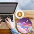 lebrocoli Kawaii Moon Cloud Star Sky Night Mouse Pad, Small Round Mouse Pads for Desk, Mini Travel Mousepad