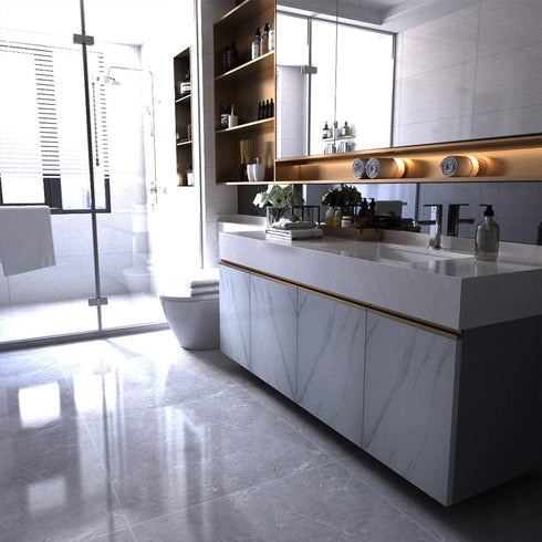 White Marble Peel Stick Wallpaper | Self Adhesive Vinyl Countertop Contact Paper | Waterproof Decorative Furniture