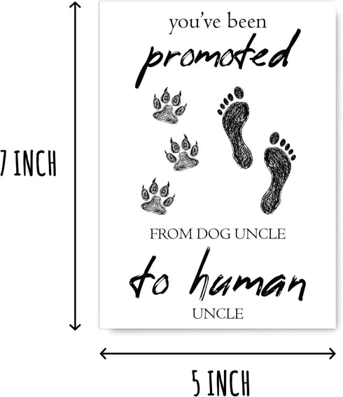 EdgarGifts 5 7 inches You've Been Promoted Card - Dog Uncle To Human Uncle Card - Uncle Card - Humor Pregnancy Card