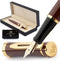 Wordsworth & Black Fountain Pen Kit, 18K Medium Gold Nib, Includes 24 Ink Cartridges and Gift Box, Golden Brown