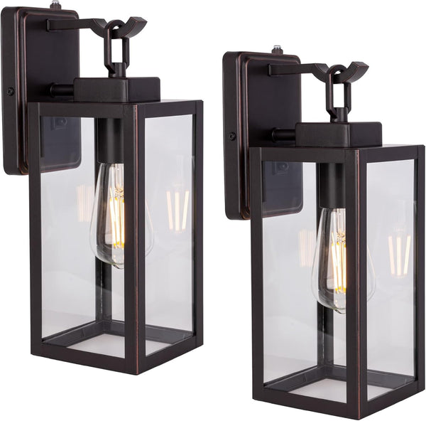 LIT-PaTH Dusk to Dawn Outdoor Wall Lantern, Wall Sconce as Porch Lighting