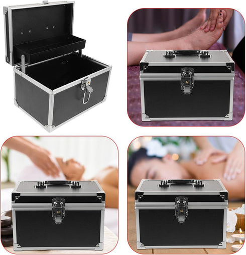 24x16x16cm Toolbox INOOMP Portable Tool Box with Waterproof Lining, Small Carry-out for Foot Massage Technician, Black