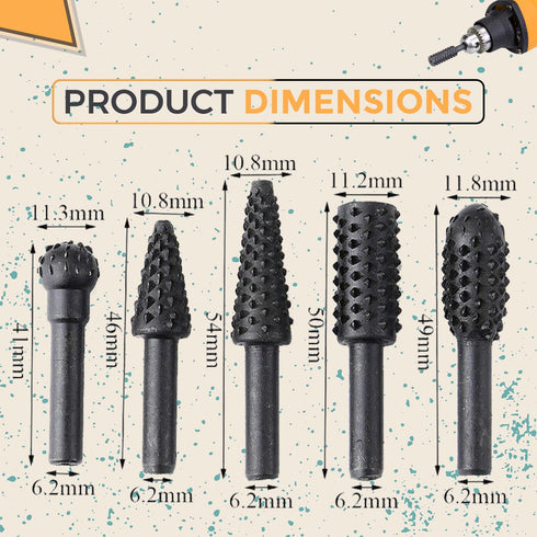 1/4'' DIY Drill Bit Set - Precise Carpentry Tools for Woodworking, Ergonomic Design & Chrome Vanadium, Anti-Slip Comfort & Versatile - Wood Carving Tools for Building/Engineering | 5-PCS/Set