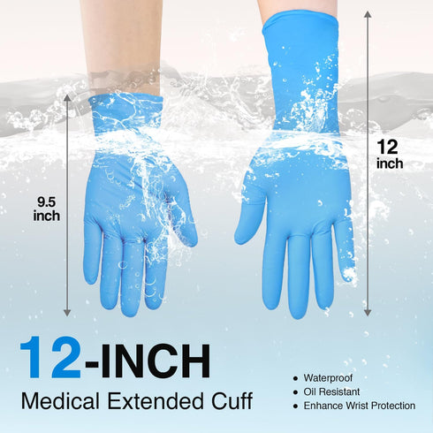 12 Inches 4 50-ct Schneider Nitrile Exam Gloves, Extended Cuff, Small, mil, Box, Gloves Disposable Latex Free, Powder