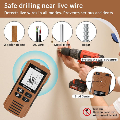 5 1 Stud Finder Wall Scanner, in Stud Detector with HD LCD Display, Stud Locator with Upgraded Smart Sensor Audio