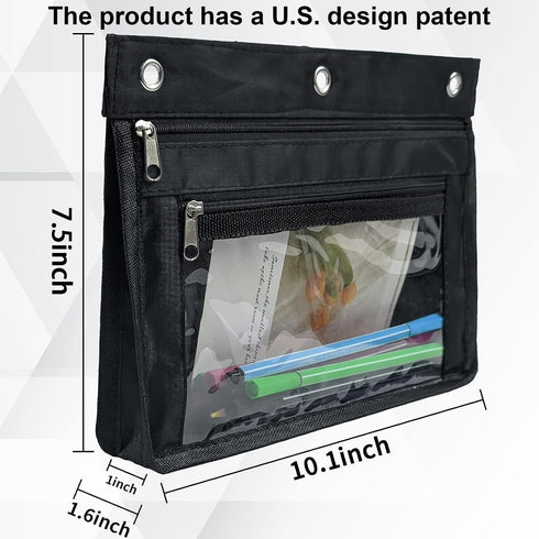 YoeeJob 2 Pack 1 Inch Expandable Zipper Pencil Pouches with Clear Window for 3 Ring Binder, Suitable for School &