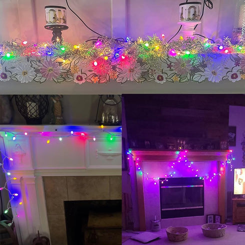 2PACK 50 Count 13 Easter String Lights Decorations, LED Feet Pastel Multi-Color Lights with White Wire, Plug