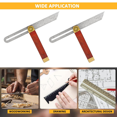 9 Inch Multi Angle Sliding T-Bevel Protractor, 360 Degree Adjustable Ruler Gauge with Hardwood Handle