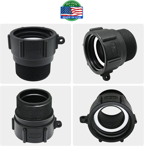 275 330 Gallon IBC Tote Adapter 2" Female Buttress Coarse Thread x 2" Male NPT Pipe Thread Food Grade Water Tank