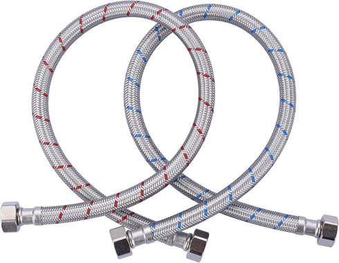 36 Inch Faucet Hose, 1/2 to 1/2 , Braided Stainless Steel cUPC Supply Lines, 1 Pair