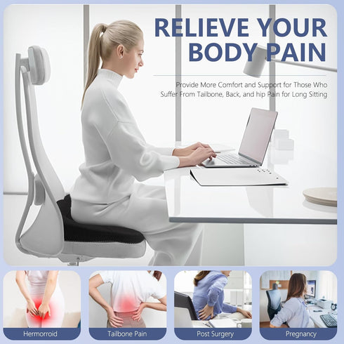 Gel Seat Cushion, Thick Office Chair Cushion for Long Sitting, Sciatica & Hip Pain Relief, Egg Seat Cushion for
