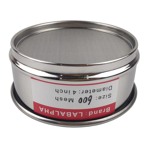 LABALPHA 600 Mesh Lab Sieves, Test Sieve #600 Mesh, 4'' Diameter, 304 Stainless Steel Wire Cloth