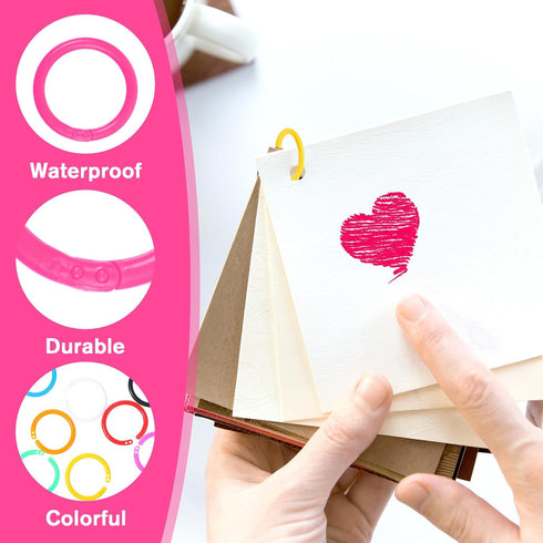 Xyembu 50 (10 Pcs Loose Leaf Binder Rings, Plastics Notebook Paper Ring, Colorful Book Rings, Binder-Rings for Flash