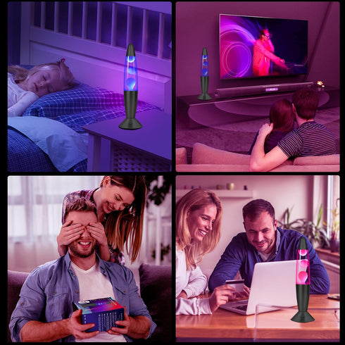 Biulazyda 16" 17 Black LED Liquid Motion Lamps, Colors Changing Lamp with Remote, Mood Night Light for Kids Adults