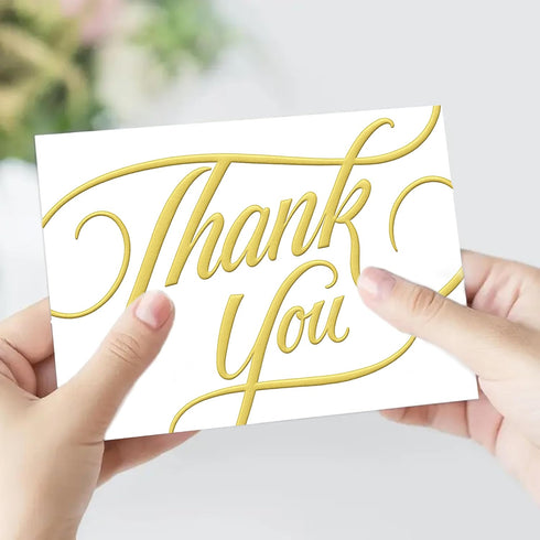 50 5.5" 4", easykart labels Thank You Cards with Gold Foil, x Thank You Notes, Ivory Cards With Envelopes for Wedding
