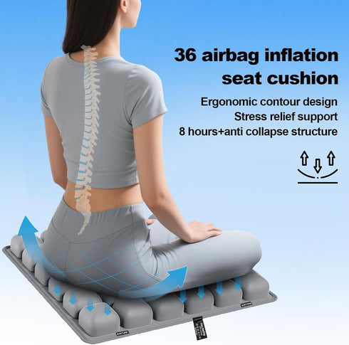 UsLikeDiy 3D Tailbone Grey Travel Seat Cushion Portable Inflatable Air Cell Seat Cushion for Long Flights, Car, Office