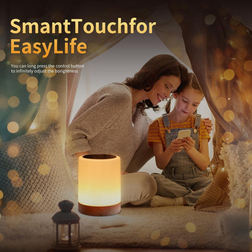 OORUN Lamp,13 5 Dimmable Touch Bedside Table RGB Colors & Brightness, USB Rechargeable Desk Lamp, Remote Control Night