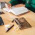 Moonster Leather Pencil Case Pouch, 8" x 4" - Leather Pen Case with Zipper Closure