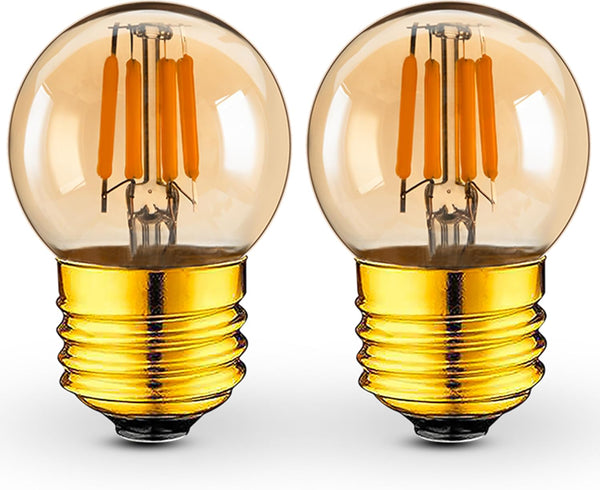 3 Watt Dimmable Low Wattage LED Bulbs, E26 Standard Base, 25 Watt Equivalent, Amber Glass, 2 Pack