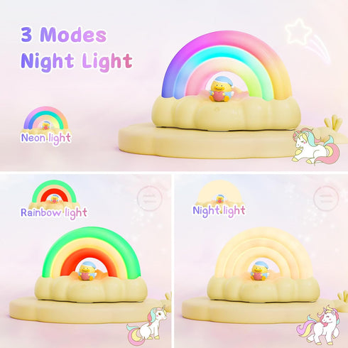 3 30 Rainbow Night Light, Night Lamp with Mode and min Timing LED Rechargeable Touch Control Neon Light for Kids