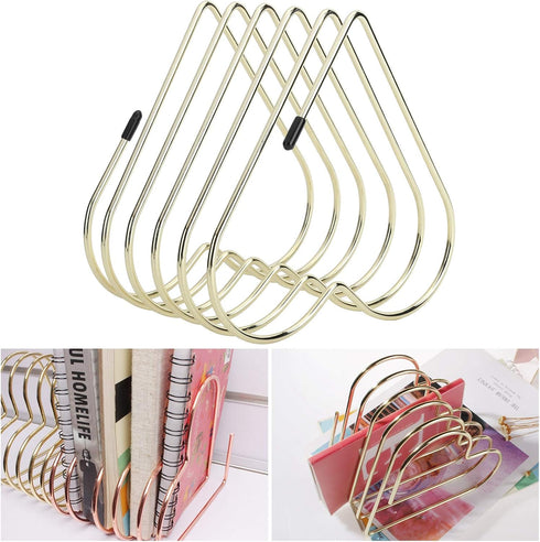 Rose Gold File Organizer - School Supplies Desk Book Storage Rack, Telescopic Folder Stand for Craft Supplies (Gold)