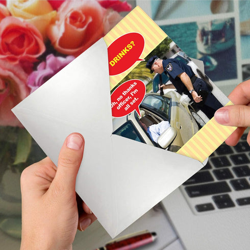 NobleWorks Humorous Birthday Greeting Card, 5 x 7 Inch Envelope, Bday No Thanks Officer 9800