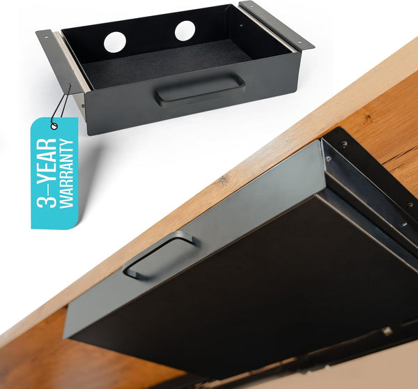 Under Desk Drawer for Desk, Carbon Steel Office Drawer Attachment, Slide Out Undermount Drawer, Sliding Underdesk