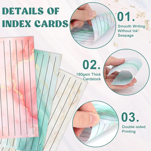 DOSTATNI 100 Pack 3x5 180 Colored Index Cards Marble Notecards Lined FlashCards for Studying Heavy Note Cards gsm Memo
