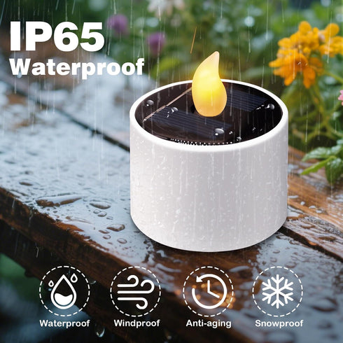 8 Pack 2.3''x2.1'' Solar Tea Lights Outdoor - Waterproof Rechargeable Dusk to Dawn Outdoor Lighting Flameless Flicker