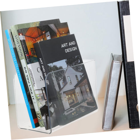 STOBOK 2pcs Transparent Bookends for Desk Organization Acrylic Book Management Stand for Books Magazines Documents