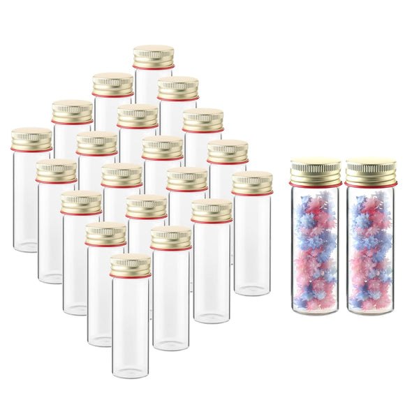 Utile 20pcs Glass Test Tubes, 25ml Medium Borosilicate Glass with Aluminum Screw Caps, 4004.0622.20