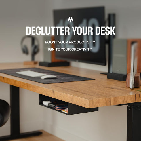 Under Desk Storage Shelf, Carbon Steel Under Tray, Small Shelf for Desk, Under Table Storage, Gaming Desk Accessories