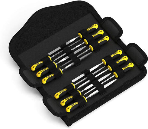 12PCS Needle File Set with Tool Bag, Small File Set includes 6pcs Jewlers Files & 6 Steel Files for Metal, Jewlers, Wood, Leather and Plastic by TARIST