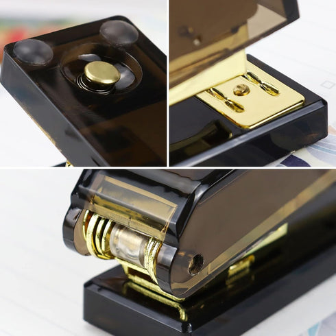 Buqoo Black Gold Acrylic Stapler and Tape Dispenser Set, 1-Inch Core Tape Holder, 6.3 Inches Fabric Scissors