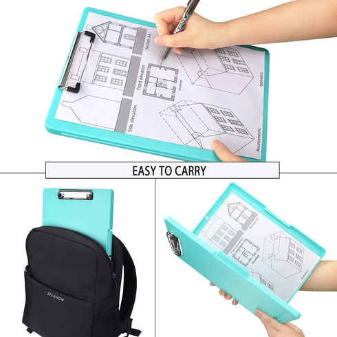Clipboards with Storage - Low Profile Clip A4 Binder Clipboard Folder, Waterproof Nursing Clipboard (Blue Green)