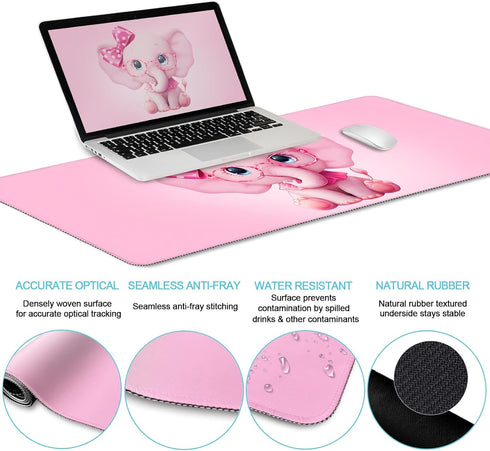 Elephant Mouse Pad Desk Mat Set, Kawaii Gaming Ergonomic Mouse Pad with Wrist Support for Office Supplies