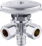 EFIELD Dual Outlet Angle Stop Valve, 1/2" Crimp Barb Pex Inlet x (3/8 inch x 3/8 inch) Compression Outlet