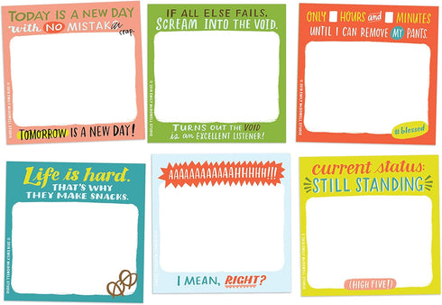Em & Friends Daily Struggle Sticky Note Packet, 6 Sticky Note Pads Set, 2.75 x 2.75-Inches
