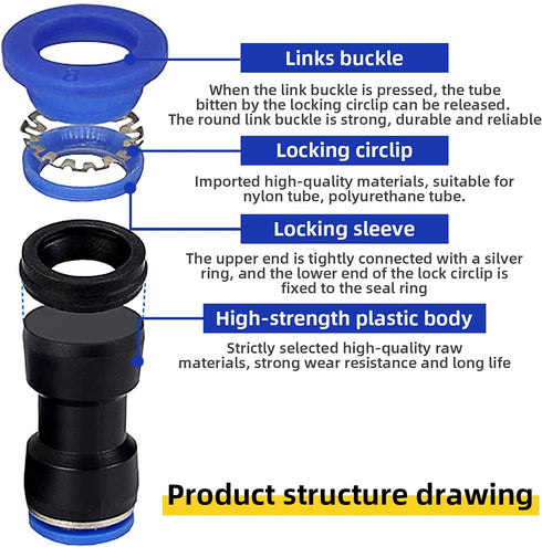 20pcs Air Tool Fittings, 6/8mm (1/4 5/16) Straight Push Connectors, Pneumatic Connectors Air Line Fittings