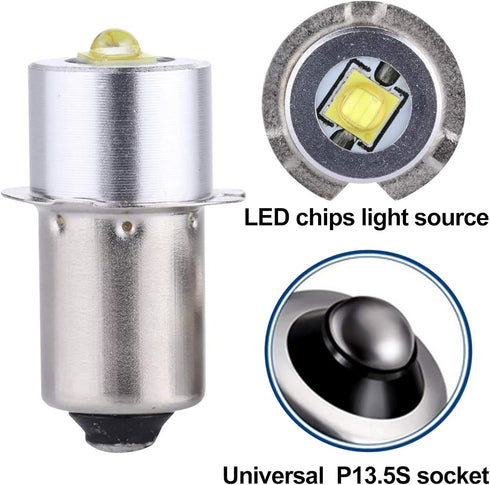 TRLIFE Maglite LED Bulbs DC 3V, Replacement Bulbs for 2 Cells C&D Maglite Flashlights, 3W LED Bulb Replacement Part, 1